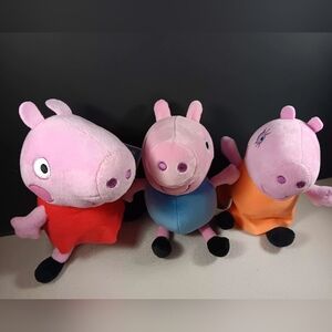 Peppa Pig Plush Set of 3 Cartoon Toy Stuffed Animal Hasbro Soft Dolls New